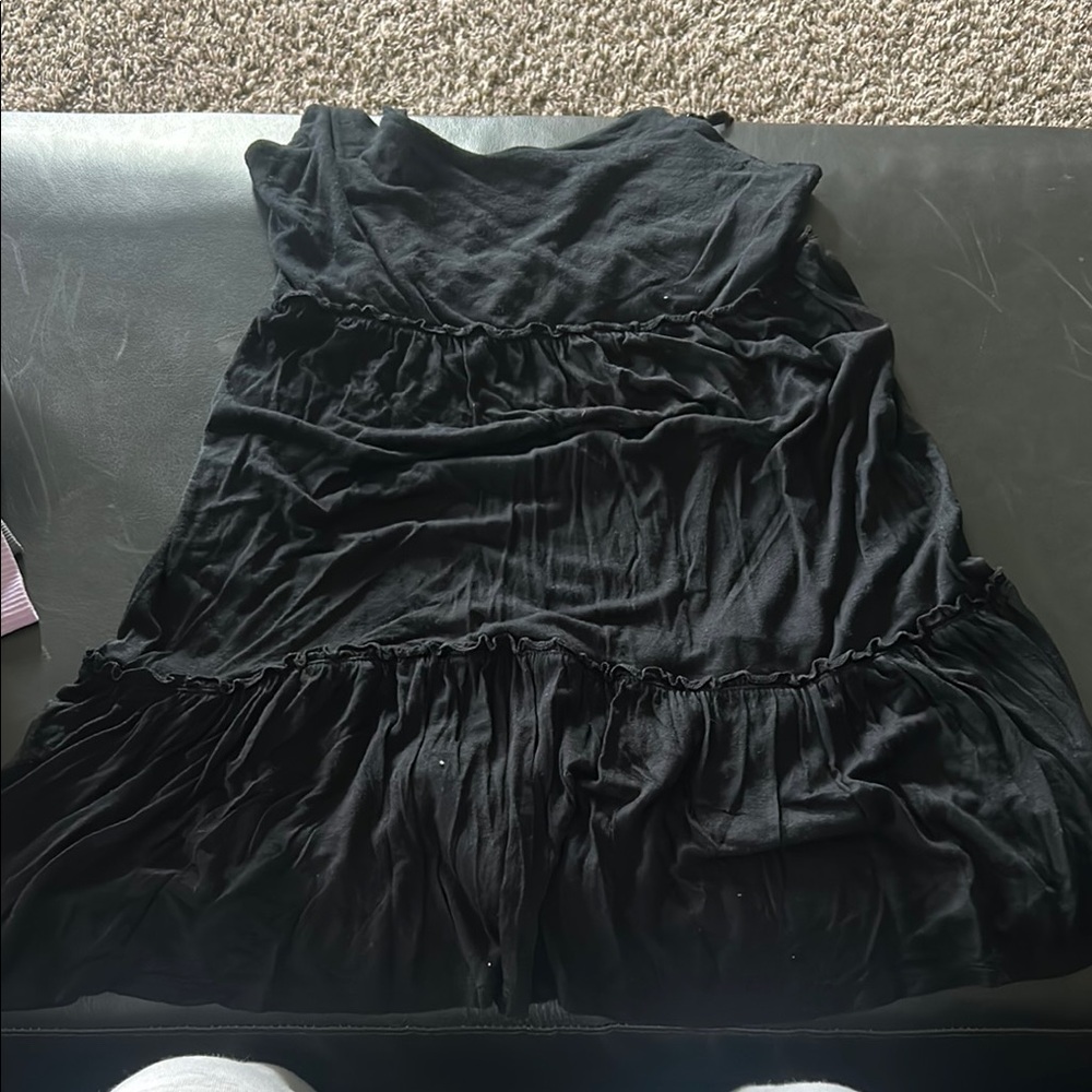Pink Rose Black Ruffled Tiered Sundress